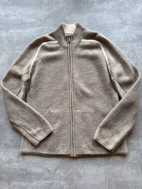 Smartwool 100% Wool Zip Cardigan, Pockets, Oatmeal, Cream, Women's Medium